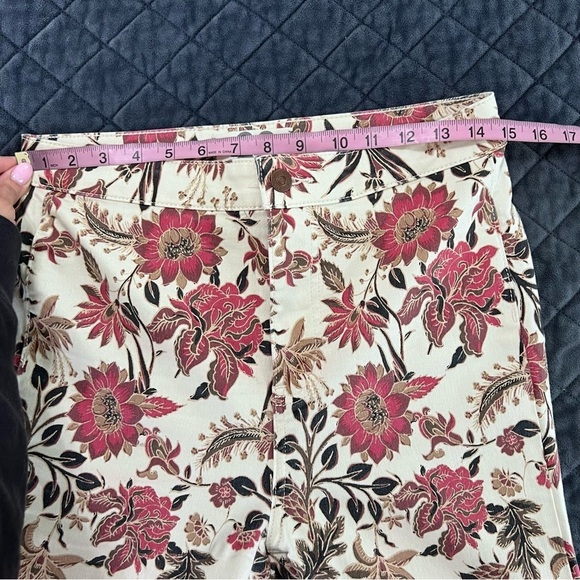 Free People Flare Jeans Women 28 Float On Flare Floral Boho Bell Bottom Raw Hem - Picture 6 of 8